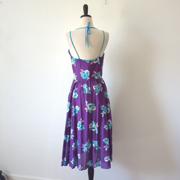 Vintage 60s 70s Dress Womens 11 M Purple Floral MCM Housewife Babydoll Frock - Picture 11 of 16